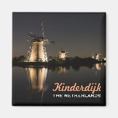 Windmühlen beleuchtet nachts-Kinderdijk-Magnet Magnet (Vorne)