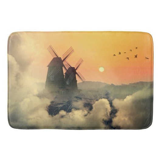 Windmühlen Berge und Wolken Badematte (Vorderseite)