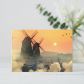 Windmühlen Berge und Wolken Dankeskarte (Stehend Vorderseite)