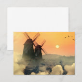 Windmühlen Berge und Wolken Dankeskarte (Vorne/Hinten)