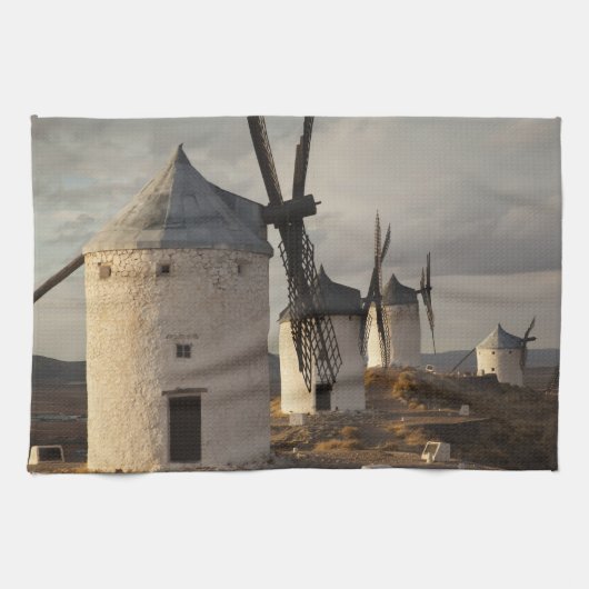 Windmühlen Consuegra, antike La Mancha Geschirrtuch (Horizontal)