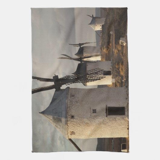 Windmühlen Consuegra, antike La Mancha Geschirrtuch (Vertikal)