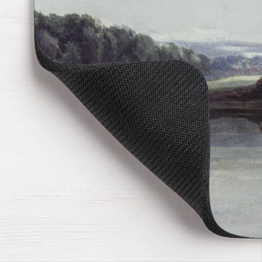 Windmühlen durch einen Fluss, 19. Jahrhundert Mousepad (Ecke)