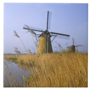 Windmühlen entlang des Kanals in Kinderdijk, 2 Fliese