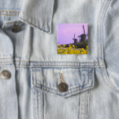 Windmühlen entlang des Kanals in Kinderdijk, Button (Beispiel)