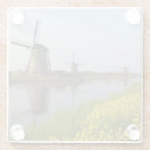 Windmühlen entlang des Kanals in Kinderdijk Glasuntersetzer (Rückseite)