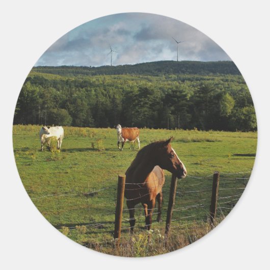 Windmühlen im Abstand Runder Aufkleber (Vorderseite)