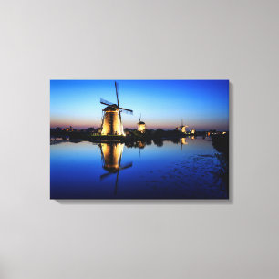 Windmühlen im Blaue Stunde Leinwanddruck