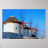 Windmühlen im Ort Mykonos Poster (Vorne)