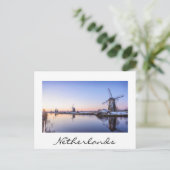 Windmühlen im Winter in Holland, weiße Postkarte (Stehend Vorderseite)