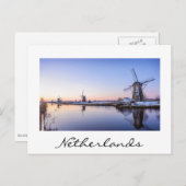 Windmühlen im Winter in Holland, weiße Postkarte (Vorne/Hinten)
