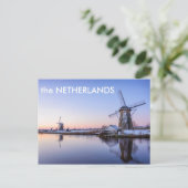 Windmühlen im Winter Text Postkarte (Stehend Vorderseite)