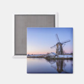 Windmühlen im Winter während eines Aufstiegs Magnet (Vorderseite/Rückseite)