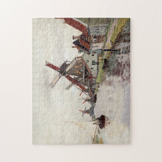 Windmühlen in Holland Monet Schöne Kunst Puzzle (Vertikal)