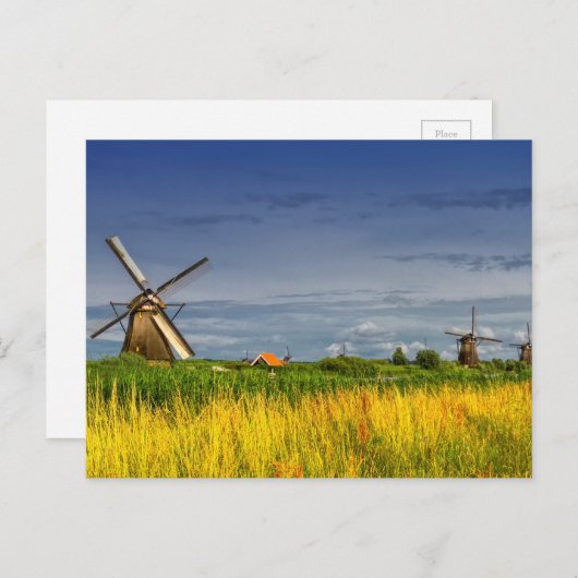 Windmühlen in Kinderdijk, Niederlande Postkarte (Vorne/Hinten)
