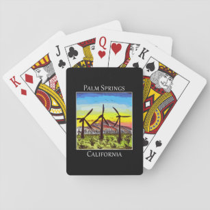 Windmühlen in Silhouette wie in Palm Springs CA Spielkarten