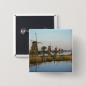 Windmühlen, Kinderdijk, Niederlande Button (Vorne & Hinten)