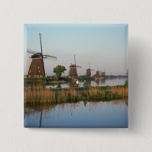 Windmühlen, Kinderdijk, Niederlande Button (Vorderseite)