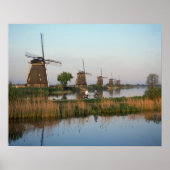 Windmühlen, Kinderdijk, Niederlande Poster (Vorne)