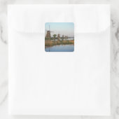 Windmühlen, Kinderdijk, Niederlande Quadratischer Aufkleber (Tasche)
