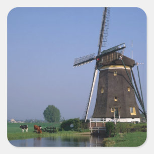 Windmühlen, Leidschendam, Niederlande Quadratischer Aufkleber