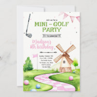 Windmühlen-Minigolf-Geburtstagsfeier-Einladung