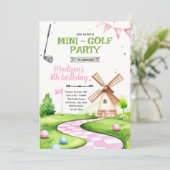 Windmühlen-Minigolf-Geburtstagsfeier-Einladung Einladung (Stehend Vorderseite)