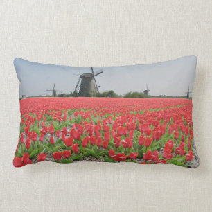 Windmühlen-rotes Tulpe-Feld Lendenkissen