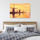 Windmühlen Sonnenuntergang Aquarellbilder Leinwanddruck (Insitu (Schlafzimmer))
