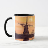 Windmühlen Sonnenuntergang - Aquarellmalerei Tasse (Links)