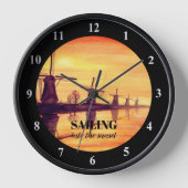 Windmühlen Sonnenuntergang - Aquarellmalerei Uhr (Vorderseite)