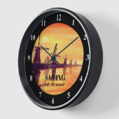 Windmühlen Sonnenuntergang - Aquarellmalerei Uhr (Winkel)