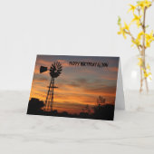 WINDMÜHLEN-SONNENUNTERGANG Birthyday Karte (Gelbe Blume)