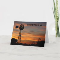 WINDMÜHLEN-SONNENUNTERGANG Birthyday Karte