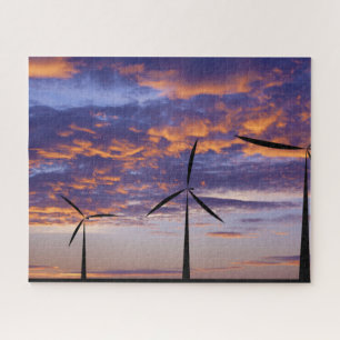 Windmühlen-Turbine am Sonnenuntergang Puzzle