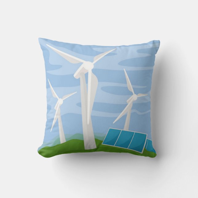 Windmühlen und Solarzellen Kissen (Vorderseite)