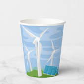 Windmühlen und Solarzellen Pappbecher (Rückseite)