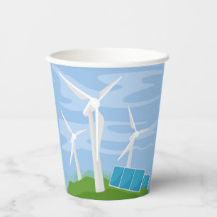 Windmühlen und Solarzellen Pappbecher