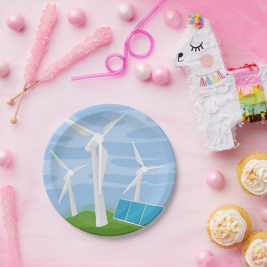 Windmühlen und Solarzellen Pappteller (Party)