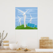 Windmühlen und Solarzellen Poster (Küche)