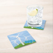 Windmühlen und Solarzellen Rechteckiger Pappuntersetzer (Vor Ort)