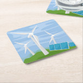 Windmühlen und Solarzellen Rechteckiger Pappuntersetzer (angewinkelt)