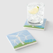 Windmühlen und Solarzellen Steinuntersetzer (Seitenansicht)