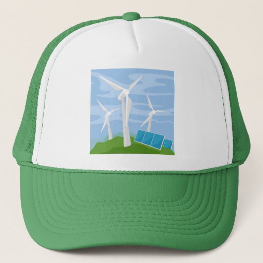 Windmühlen und Solarzellen Truckerkappe (Vorderseite)