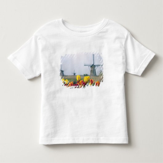 Windmühlen und Tulpen entlang des Kanals in Kleinkind T-shirt (Vorderseite)
