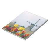 Windmühlen und Tulpen entlang des Kanals in Notizblock (Rotiert)