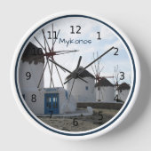 Windmühlen von Mykonos, Griechenland, personalisie Uhr (Vorderseite)