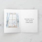 Window Blue Vorhänge Weihnachten Karte (Innenseite)