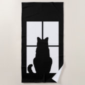 Window Cat Silhouette Strandtuch (Vorderseite)
