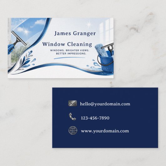 Window Cleaning Business Card Visitenkarte (Vorne/Hinten)